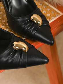 Giày cao gót nữ cỡ lớn, giày cao gót công sở thanh lịch, thoải mái, màu đen, đỏ tía - màu đen - Xem 8