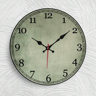 1 Modern Gradient Green To Beige Wall Clock, Black Hands And Red Second Hand - 10inch Round Shape, Silent Movement, Easy To Read Numbers, Suitable For Living Room, Kitchen, Bathroom, Bedroom Decoration - AA Batteries Not Included, 2D Flat Surfaceroom Acesories,Wall Decor,Room Deocr,Desk Accesorries,Office Decor,Office Desk Accesorries,Wall Art,House Decor,Room Decoration,Vintage Decor,White Elephant Gifts For Christmas,Office Supplies