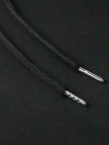 LCMen's Casual Street Carp & Print Pocket Drawstring Hoodie, Thermal Lined, Autumn/WinterCasual Daily Wear Ropa De Hombre Sudaderas Para Hombre Hoodies Men Men Fall Clothes Thanksgiving Day Halloween Men Clothes - 黑色 - 查看 4