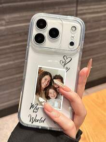 1pc Customized Text & Image Couple Anniversary/DIY Design Transparent Anti-Scratch Lens Protection Phone Case, Personalized Lens Meets Individual Needs, Compatible With IPhone, Customized Photo Phone Case, Personalized Image Phone Case, Gift, Valentine's Day Gift, Birthday Gift, Small Gift, Mother's Day Gift, Father's Day Gift, Friend Gift - Clear - View 6