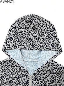 女士秋冬畅销裤装套装 - 随机印花连帽上衣和直筒裤，休闲日常穿搭，春假度假必备 - 灰色 - 查看 5