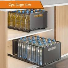 2-Piece Set, Cabinet Pull-Out Storage Basket, Bathroom Sink Sliding Out Storage Basket, Multifunctional Sliding Sorting Rack, Seasoning Rack, Snack Rack, Household And Cleaning Supplies Storage Rack, Storage Rack, Gift Rack - Black - View 5