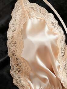 Regalo di San Valentino Nuovo Set di lingerie sexy da donna in tinta unita, scollo a V profondo, spalline regolabili, schiena scoperta, tutina con vita svasata, patch in pizzo, body da casa - Champagne - Visualizzare 5