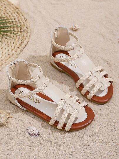 A Pair Of Children's Refreshing And Versatile Striped Bandage Sandals Are Suitable For Summer, Playmate Dates And Beach Outings, Casual Wear And Outdoor Play,Girls Sandals,Girls Shoes,Kids Sandals,Sandals,Beach Shoes