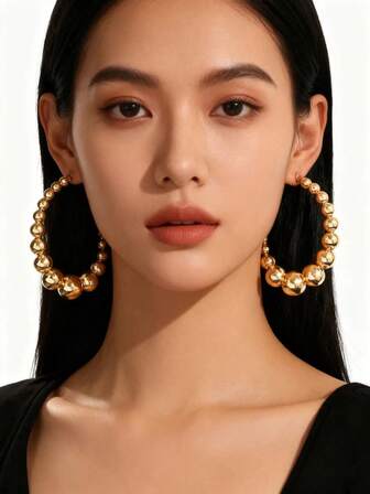 Pendientes de bola vintage, pendientes de aro grandes de CCB minimalistas y de alta gama, hipoalergénicos, adecuados para uso diario, bodas, fiestas y todo el año, regalo perfecto para las fiestas