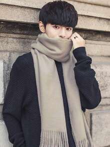 Men's Pashmina Scarf/Shawl/Long Winter Scarf - Areia Escuro - View 2