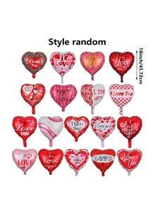 10pcs 18-Inch Love Print Heart Shaped Foil Balloons For Valentine's Day Party Decoration - Multicolor - View 8