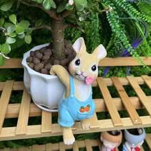 Outdoor Rabbit Ornament, Creative Flowerpot Hanging Decor For Balcony, Garden, Living Room, Animal Figurine Decoration Craft - Multicolor - View 12