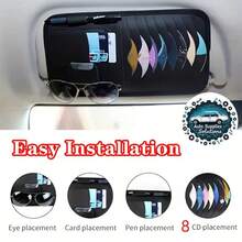 1pc Car Sun Visor Storage Bag, Leather Zipper Organizer Pouch, Multi-Function Card Holder, Unisex - Multicolor - View 9