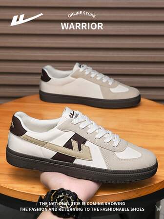 WARRIOR 1 Pair Men's Lace-Up Sports Style Breathable Non-Slip Durable Casual Sneakers, Versatile Outdoor Sports Shoes For Daily Fashionable Wear