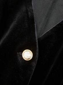 Women's Elegant Sleeveless Velvet Blazer Jacket, Suitable For Commuting, Autumn/Winter - Black - View 5
