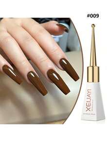 XEIJAYI 1Pc Long-Lasting Brown Gel Nail Polish Uv/Led Soak Off Gel Nail Polish For Nail Art Diy Salon Home Holiday Gift For Women Nail Art Manicure Diy Salon Nails - 棕色 - 查看 2