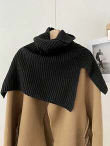 1 szt. Damski, jednokolorowy, dzianinowy, ciepły szalik, modny, uniwersalny i wygodny szal, ocieplacz na szyję na jesień i zimę, odpowiedni do noszenia na co dzień i na zewnątrz - A - Zobacz 10