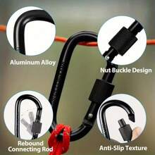 5 buc cârlige cu arc în formă de D cu șurub, aliaj de aluminiu negru, potrivite pentru pescuit, brelocuri, accesorii pentru exterior, echipament de camping, articole esențiale pentru camping - Multicolor - Vizualizare 5
