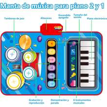 Tapete Musical para Niños,2-in-1 Tapete Musical con Tambor,Teclado de Suelo Plegable con Sonidos de Instrumentos con 13 Canciones de demostración y 8 Canciones rítmicas - Morado - Ver 5