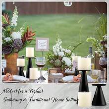 Bronze/Black Metal Pillar Candle Holder, Modern Iron Column Candlestick, Centerpiece For Dining Table, Birthday Party, Wedding, Home Decor, Gift Gifts Graduation - Black - View 5