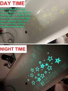 30pcs Glow-In-The-Dark Asymmetrical Pentagram Anti-Slip Stickers, Indoor Floor Anti-Slip Decals, Bathtub Decorative Stickers - Yellow - View 4