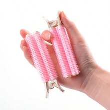 两件套丰盈发根夹，易于造型的卷发棒，可快速打造蓬松发型，轻巧塑料材质，白色底座粉色顶部，经久耐用，适合派对和日常使用，增加发量，卷发夹设计，功能性发饰，发夹