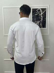 Camisa Social Masculiana Básica Manga Longa Slim Fit - Branco - Visão 5