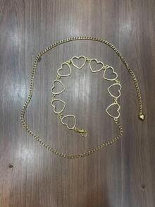 1+1 Modas Nova corrente de cintura de coração feminino Cinto de moda feminina 5-0 - Dourado - Visão 1