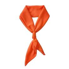 Lastclream Chiffon Square Neck Scarves For Women Handkerchief Retro Satin Ribbon Scarf For Hair Wrapping 23.6inch 26inch,26inchChiffon-Orange - 26吋雪紡-橙色 - 查看 1