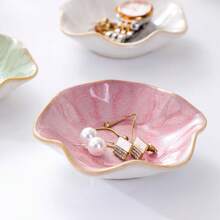 Bandeja de almacenamiento y decoración de estilo INS para el hogar: Plato pequeño de cerámica con cambio de horno, bandeja decorativa para almacenamiento de joyas, bandeja de exhibición de joyas - Multicolor - Ver 4