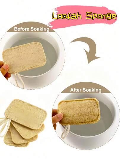 1pc Loofah Sponge, Body & Dish Scrubber With Hanging Loop, Exfoliating Shower Sponge For Skin Care, Kitchen Sponge For Washing Dishes, Luffa For Bath & Kitchen Use, Pot Washing Sponge, Loofah Dish Towel With Hanging Loop For Cleaning, Dishwashing Brush