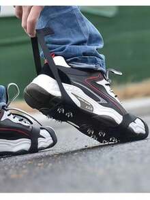 1双户外防滑鞋套冰爪，带8个不锈钢齿，冬季防滑雪地抓地力，徒步冰爪 - 彩色 - 查看 3