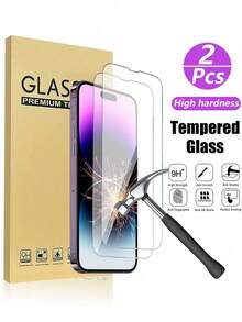2pcs 9H Ultra-Clear Ultra-Thin Tempered Glass Screen Protector, Compatible With IPhone 14, 13, 12, 11 Pro Max, 17/17 Pro/17 Pro Max/17 Air/16 Pro Max/16 Pro/16 Plus/15 Pro/15 Plus/11/12/13/Mini/XR/SE (2020/2022 Models), Anti-Scratch, High Definition, Screen Protector - Clear - View 11