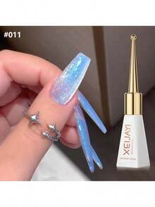 XEIJAYI 1瓶10毫升冰川月光磁性猫眼铬粉变色龙金属指甲闪粉，适用于凝胶指甲油DIY，居家美甲沙龙礼品，女士适用 - 淺藍色 - 查看 3