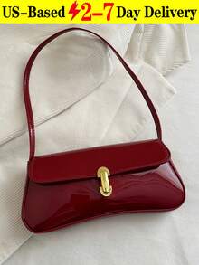 Vintage Faux Oiled Leather Flap Over Underarm Shoulder Bag For Women, Glossy Waxed-Finish PU Leather Shoulder Purse With Premium Hardware, Retro-Inspired Crossbody For Daily Commute,Outing, Party, Date Nights And Shopping, Quality Metal Accents Bag Fits Phone And Wallet In Burgundy, Black And Coffee Brown,Perfect Thanksgiving & Christmas Gift[US Local Warehouse] - 彩色 - 查看 14