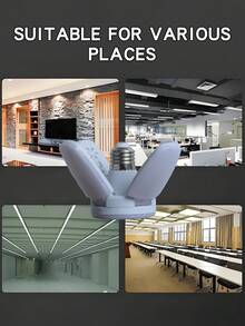 1/2/4pcs E27 LED Bulb Fan Blade Timing Light - AC85-265V, 28W, Foldable Ceiling Light, 3D Printed Design, For Indoor Use, No Battery Required, Modern Indoor Ceiling Lighting, Sturdy And Durable Structure, LED Bulb - Folding Leaf Light White Light - View 8