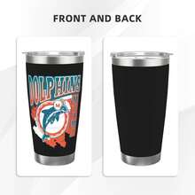 Dolphins Football Team Gift For Men Dad Grandpa Husband Funny 20Oz Stainless Steel Tumbler Cup Man, Car Lovers Travel With Christmas Gifts Made In USA   Sports Coffee Mug,Stainless Steel,Insulated,Classic Collection Fans - 白色 - 查看 3