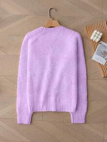 Women's Mohair Sweater - French Raglan Sleeve, Relaxed Fit, Soft & Comfortable, Suitable For Autumn/Winter, Great Christmas/Birthday Gift - Lavender - View 2