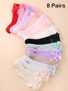 8 双女婴蝴蝶结袜 | 随机颜色可爱蝴蝶结装饰袜子 | 女婴和幼儿中筒袜 | 婴儿袜 | 新生儿袜 | 幼儿袜蝴蝶结袜 | 万圣节装饰感恩节圣诞节礼物 - 彩色 - 查看 13