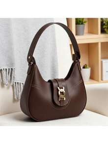 Santorini handbag Women's Baguette Medium Shoulder Bag Stylish Casual - 咖啡 - 查看 2