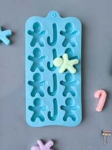 1pc, 12-Cavity Christmas Silicone Chocolate Candy Mold, Non-Stick Chocolate And Candy Mold, Small Baking Mold For Cake Decoration, Santa Claus, Snowman, Christmas Tree, Stocking - Multicolor - View 7