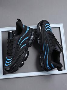 低帮男士运动鞋运动鞋男士休闲跑步鞋慢跑鞋男士步行鞋日常时尚鞋类网球街头服饰 - 藍色 - 查看 1