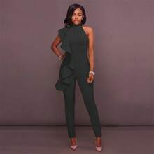 European And American Women's Fashion Dress Ruffled Sleeveless Sexy Jumpsuit One Piece - 黑色 - 查看 8
