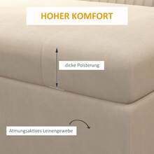 HOMCOM Storage Bench With Cushion And Flip-Top Lid In Beige Velvet Look, Bed Bench With Steel Legs 110x44x49 Cm For Hallway And Living Room - 1 - 查看 5