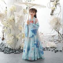 Summer Tang Girls Dresses Cosplay Perform Baby Hanfu Vestidos Party Long Chinese Dress Girl Costume Kids Clothes Children Outfit - 雙波塗層 - 查看 1