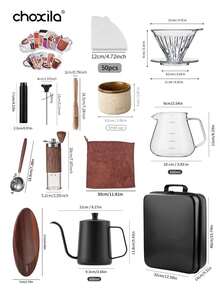 choxila 4/9/12/15pcs Travel Coffee Set, Portable Travel Coffee Set, Travel Coffee Utensil Set, Coffee Set With Storage Bag, Coffee Accessories, Manual Coffee Maker Set, Suitable For Home, Travel, Outdoor Activities, Camping - Coffee Pot Set - View 11