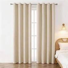 2 piezas Cortinas gruesas multicolor de 140 cm * 240 cm. Ocultación total y protección de la privacidad + Aislamiento acústico y térmico + Resistentes a las arrugas y fáciles de limpiar + Resistentes al polvo y a las manchas. Estilo minimalista y moderno. Diseño versátil para dormitorios y salones. - Beis - Ver 2