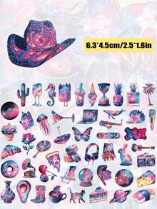 YWWBLD 50 piezas Pegatinas de cielo estrellado, regalos de fiesta y decoración del hogar, recompensa de clase, regalo de cumpleaños, decoración, scrapbooking, laptop, equipaje, guitarra, vaso de agua, funda de teléfono, manualidades DIY - Multicolor - Ver 3