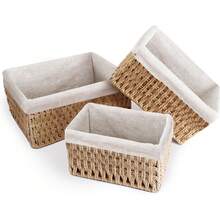 Canastas Organizadoras,3 Piezas Juego de cestas organizadoras,Cestas tejidas a mano para almacenamiento y baño, hogar,dormitorio y Baño,Diseño Decorativo para Hogar (Beige B) - Café A - Ver 8