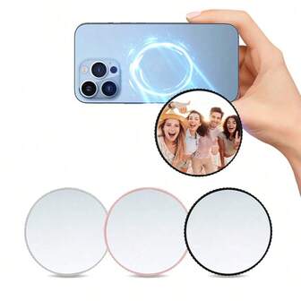 Magnetic Selfie Mirror For Rear Camera, Slim Phone Mirror, Compatible With IPhone 15, 14, 13, 12 Pro Max Plus, Case And All Phones For Selfies & Vlogging (White/Pink/Black)