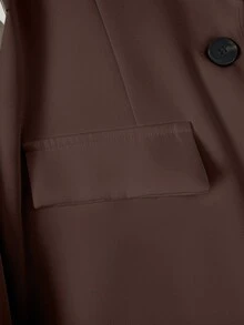 Women's Solid Color Lapel Long Sleeve Single-Breasted Casual Office Thin Jacket, Summer - Brown - View 6