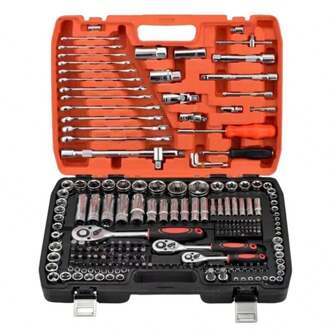 46pcs Premium Chrome Vanadium Steel Tool Set, Suitable For Automotive Repair - Includes Adjustable Hex Wrenches, Etc. - Super Portable, For Cars, Bicycles And Motorcycles