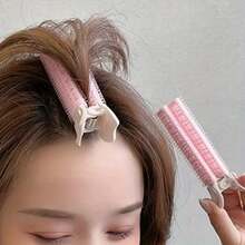两件套丰盈发根夹，易于造型的卷发棒，可快速打造蓬松发型，轻巧塑料材质，白色底座粉色顶部，经久耐用，适合派对和日常使用，增加发量，卷发夹设计，功能性发饰，发夹