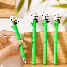 10 piezas Bolígrafos neutros de color aleatorio con diseño de panda y bambú, útiles escolares lindos para estudiantes, bolígrafos de alta calidad para exámenes y toma de notas - Multicolor - Ver 2